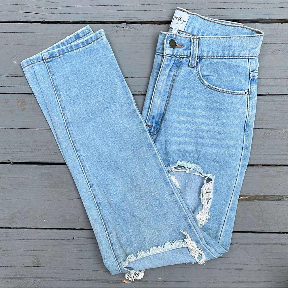 Light Wash High-Rise Destroyed Jeans